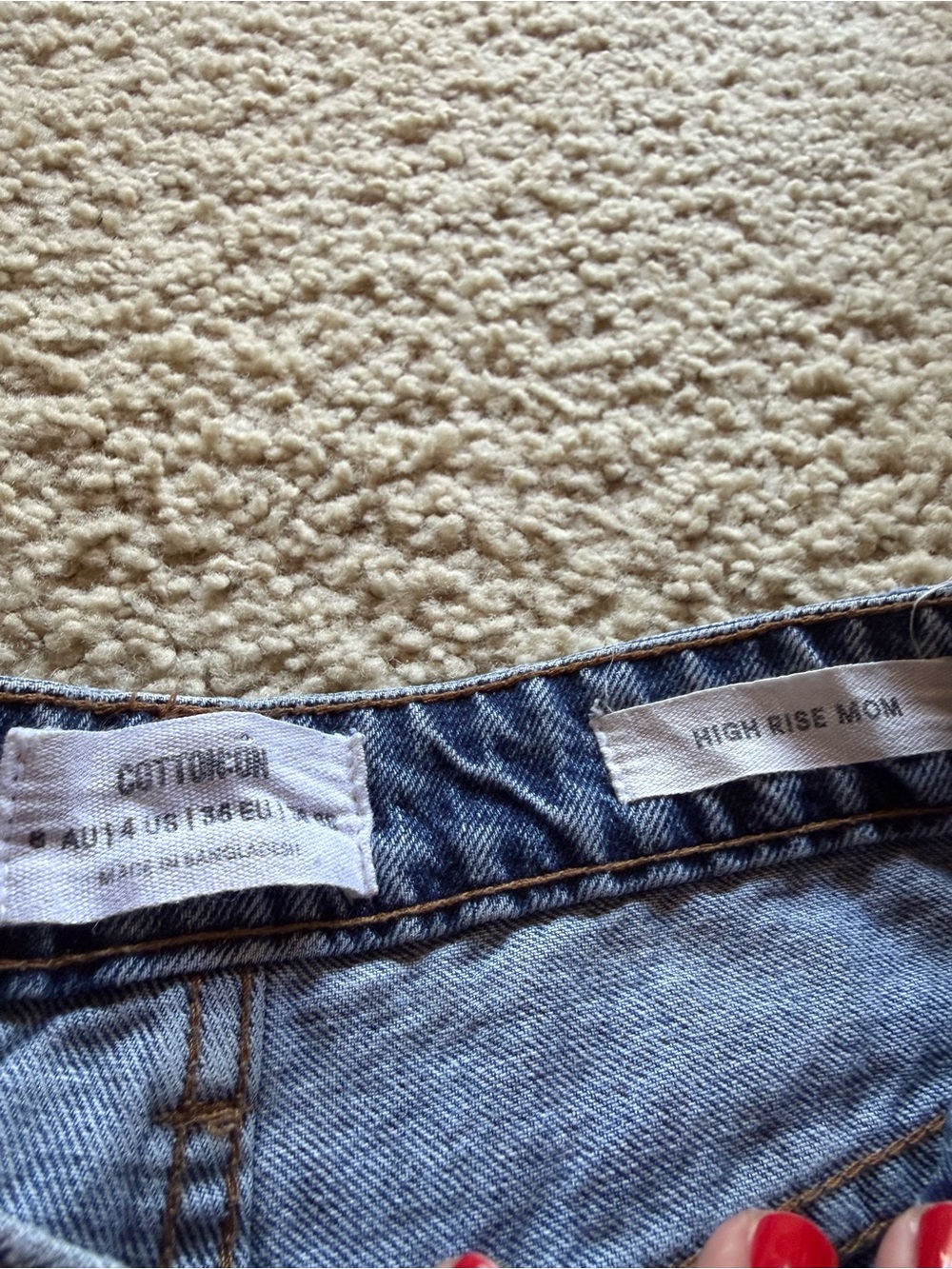 Cotton On Blue High-Rise Frayed Hem Denim Shorts - Picture 3 of 5